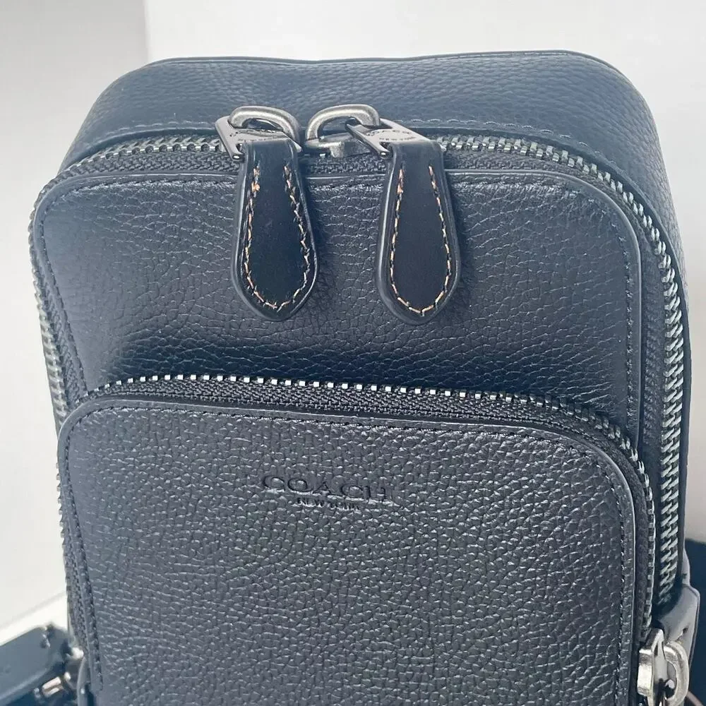 Coach Gotham Sling Pack 13 CR849 Black Leather Crossbody